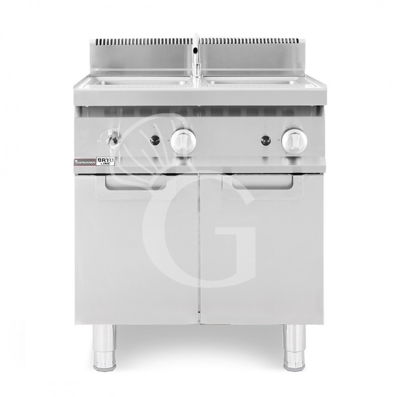 Cuocipasta professionale a gas su mobile chiuso 2 vasche Cuocipasta professionale a gas su mobile chiuso 2 vasche