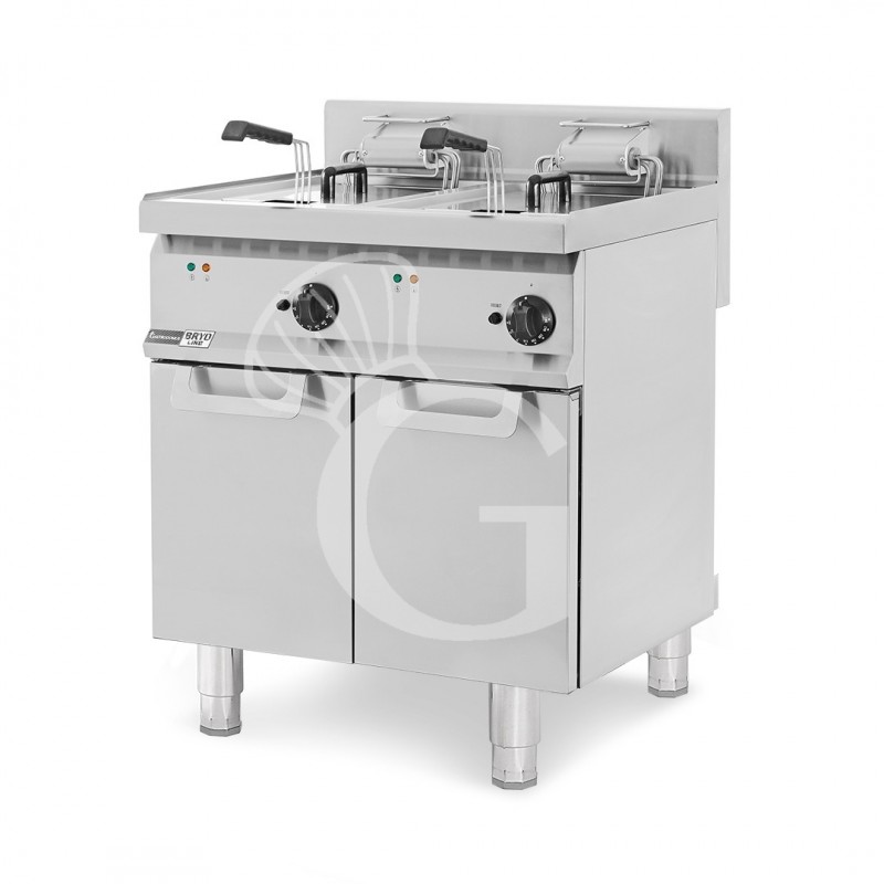 Friggitrice Industriale elettrica su armadio chiuso 2 vasche 20 LT + 20 LT 20 Kw