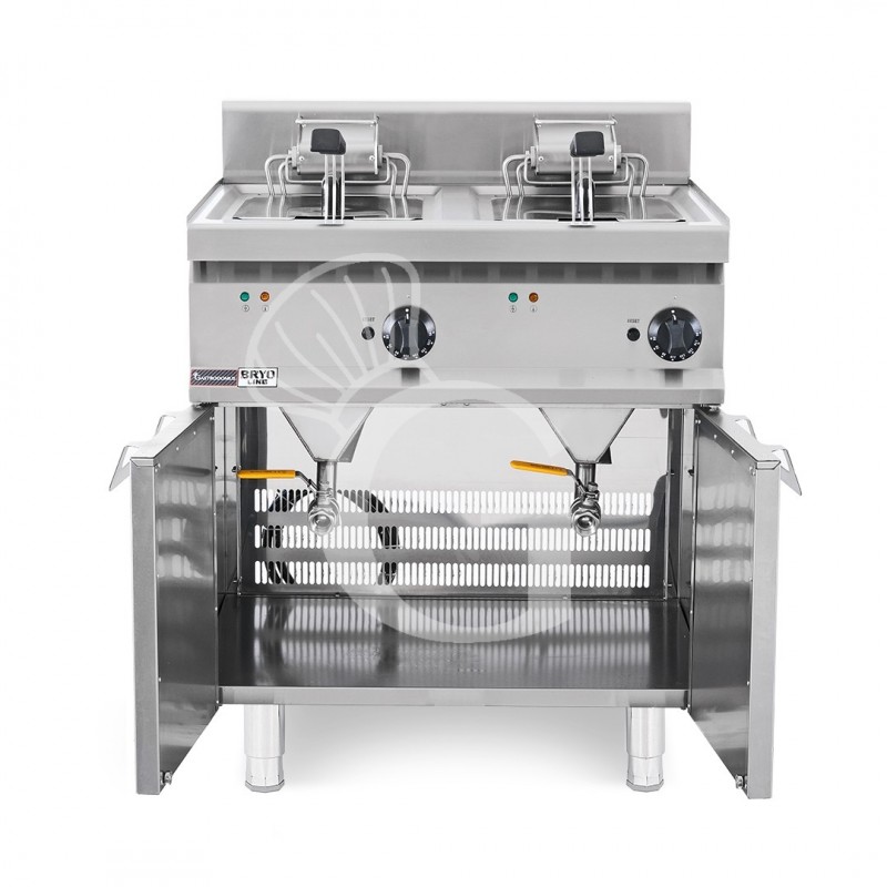Friggitrice Industriale elettrica su armadio chiuso 2 vasche 20 LT + 20 LT 20 Kw