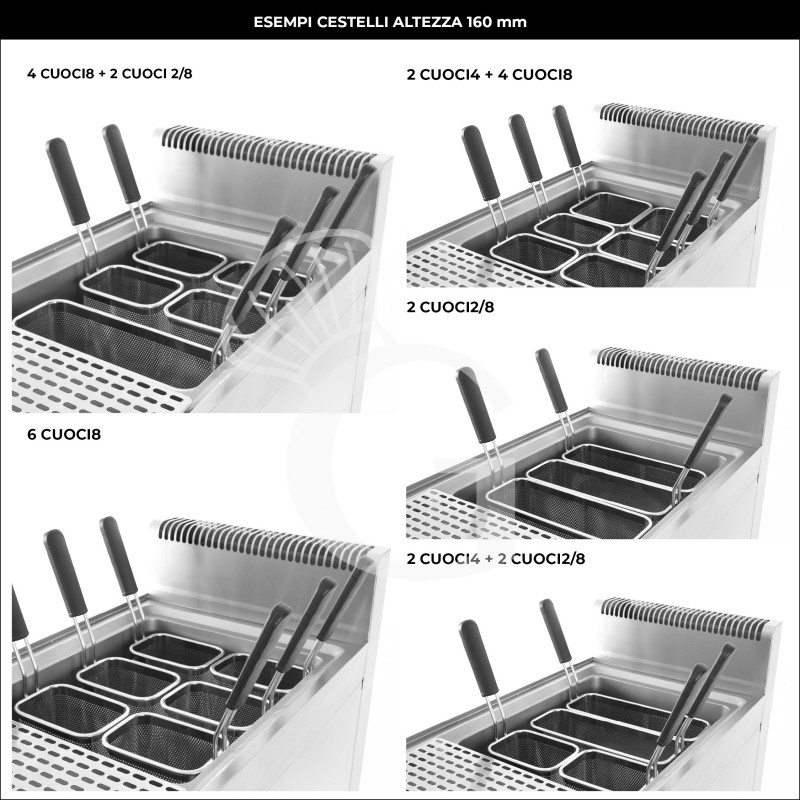 Cuocipasta professionale elettrico su mobile chiuso 2 vasche, 28 LT + 28 LT 24 Kw Prof.700