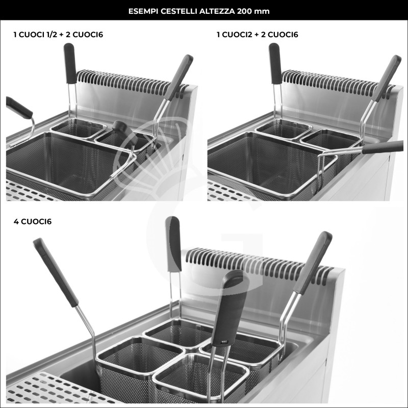 Cuocipasta professionale elettrico su mobile chiuso 2 vasche, 28 LT + 28 LT 24 Kw Prof.700