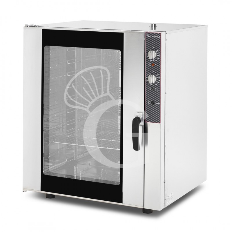 Forno elettrico a convezione per pasticceria, umidificatore, porta bandiera, comandi meccanici, trifase, 10 teglie 600x400 mm