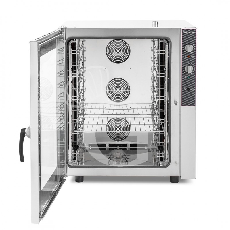 Forno elettrico a convezione per pasticceria, umidificatore, porta bandiera, comandi meccanici, trifase, 10 teglie 600x400 mm