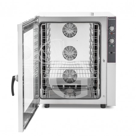 Forno elettrico a convezione per pasticceria, umidificatore, porta bandiera, comandi meccanici, trifase, 10 teglie 600x400 mm Forno elettrico a convezione per pasticceria, umidificatore, porta bandiera, comandi meccanici, trifase, 10 teglie 600x400 mm