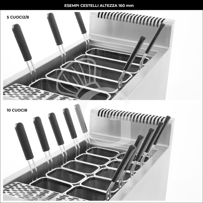 Cuocipasta professionale a gas su mobile chiuso 2 vasche, 40 Lt + 40 Lt, Prof.900