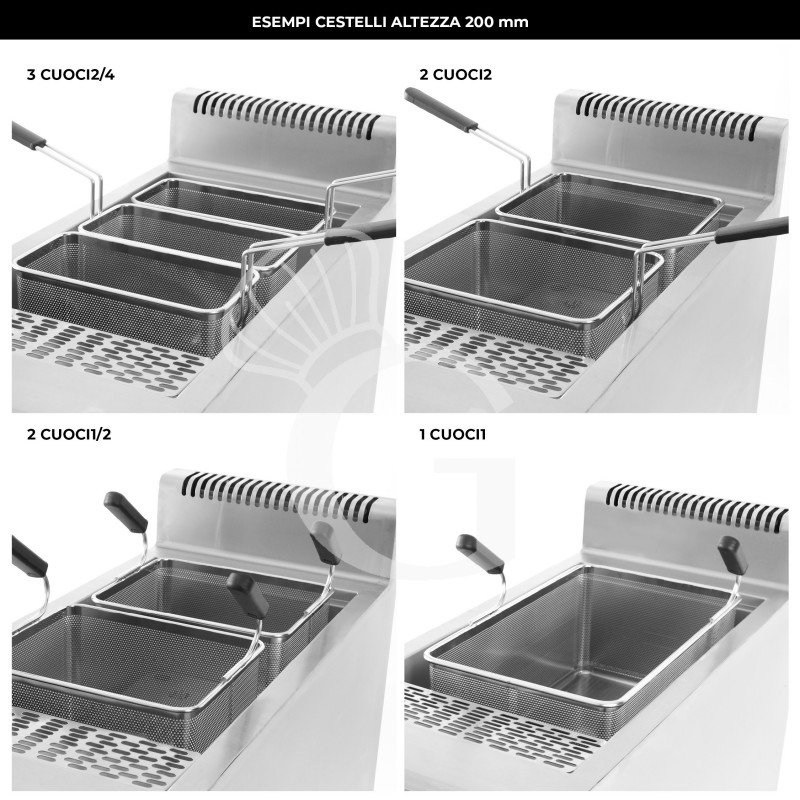 Cuocipasta professionale a gas su mobile chiuso 2 vasche, 40 Lt + 40 Lt, Prof.900