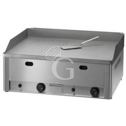 Fry Top da banco a gas piastra liscia e rigata doppia in acciaio sabbiato 8000 W - dimensioni L 665 mm x P 600 mm x H 300 mm