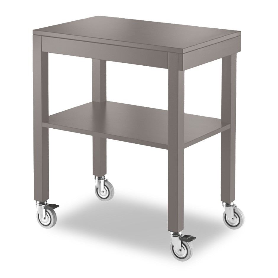 Carrello di servizio estraibile in legno massello - L 700 x P 450 x H 840 mm - Grigio