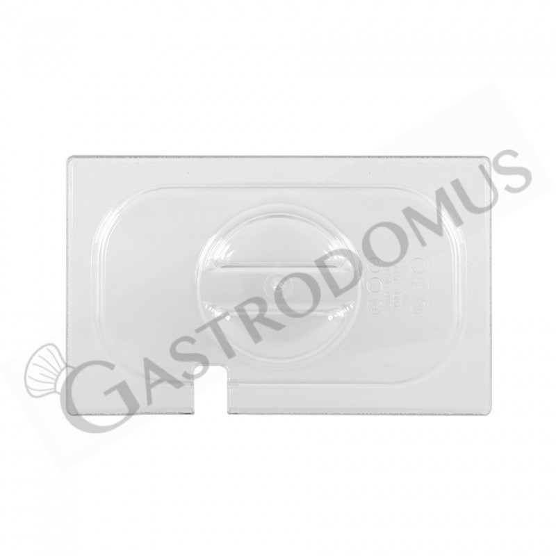 Coperchio con foro mestolo in policarbonato GN1/4 dimensioni L 265 x P 163 mm Coperchio con foro mestolo in policarbonato GN1/4 dimensioni L 265 x P 163 mm