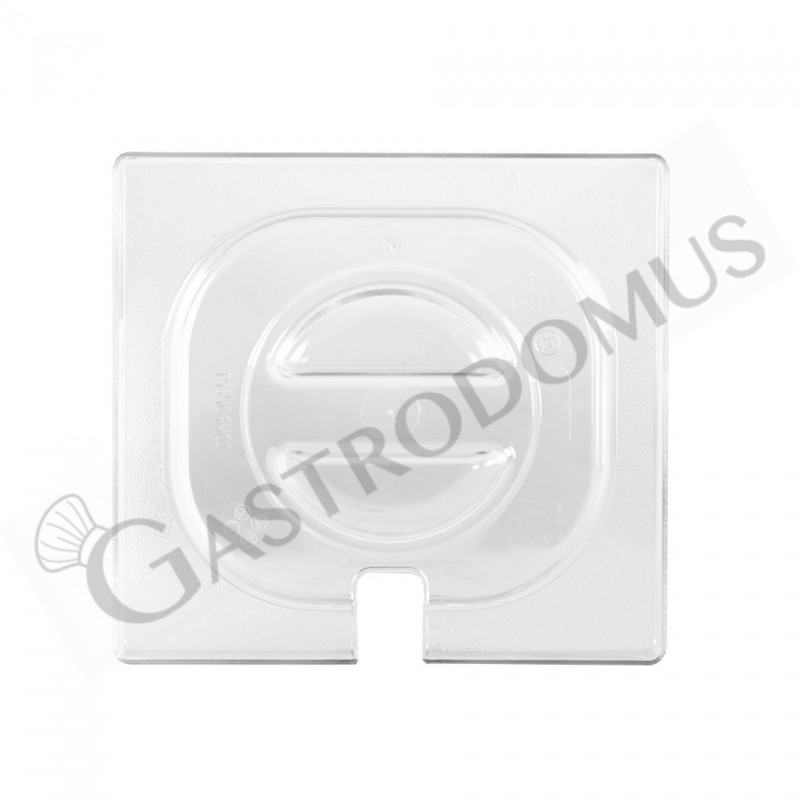 Coperchio con foro mestolo in policarbonato GN1/6 dimensioni L 176 x P 162 mm Coperchio con foro mestolo in policarbonato GN1/6 dimensioni L 176 x P 162 mm