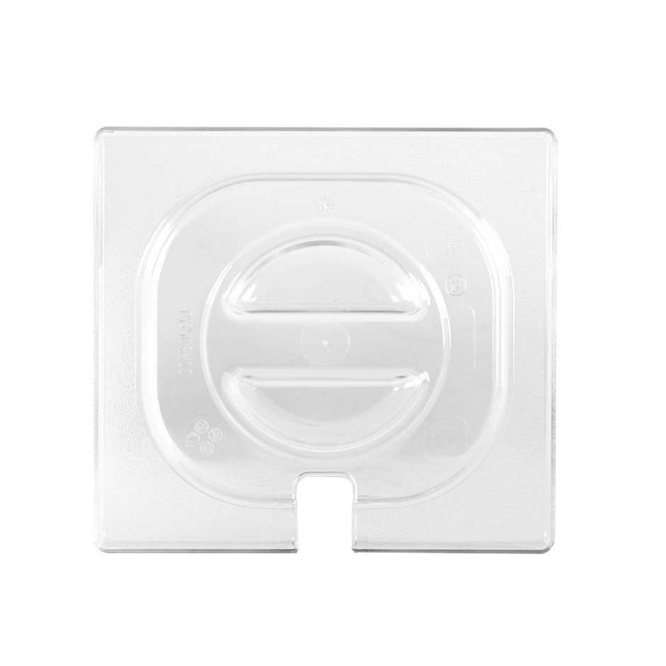 Coperchio con foro mestolo in policarbonato GN1/6 dimensioni L 176 x P 162 mm