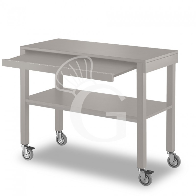 Carrello di servizio in legno laccato estraibile senza cupola - L 1000 x P 560 x H 840 mm - Grigio