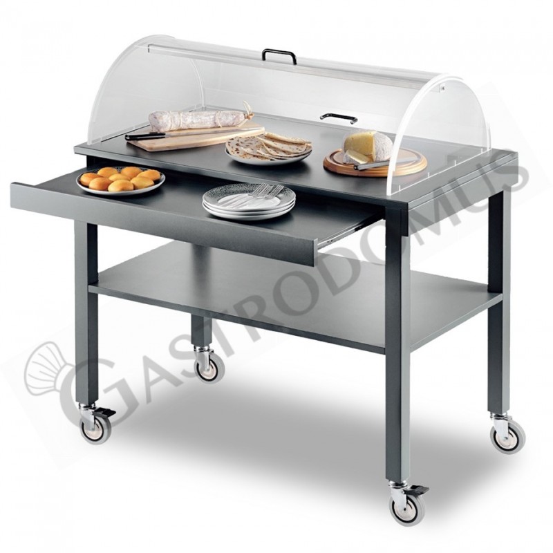 Carrello in legno laccato 2 piani con cupola semicilindrica - L 1000 mm x P 560 mm x H 1100 mm