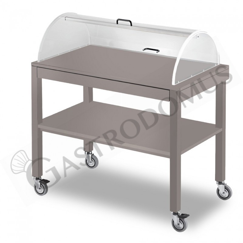 Carrello in legno laccato 2 piani con cupola semicilindrica - L 1000 mm x P 560 mm x H 1100 mm