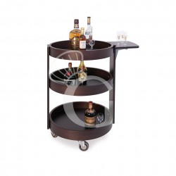 Carrello di servizio con 3 piani multistrato in legno rotondi Ø 590 mm e H 800 mm