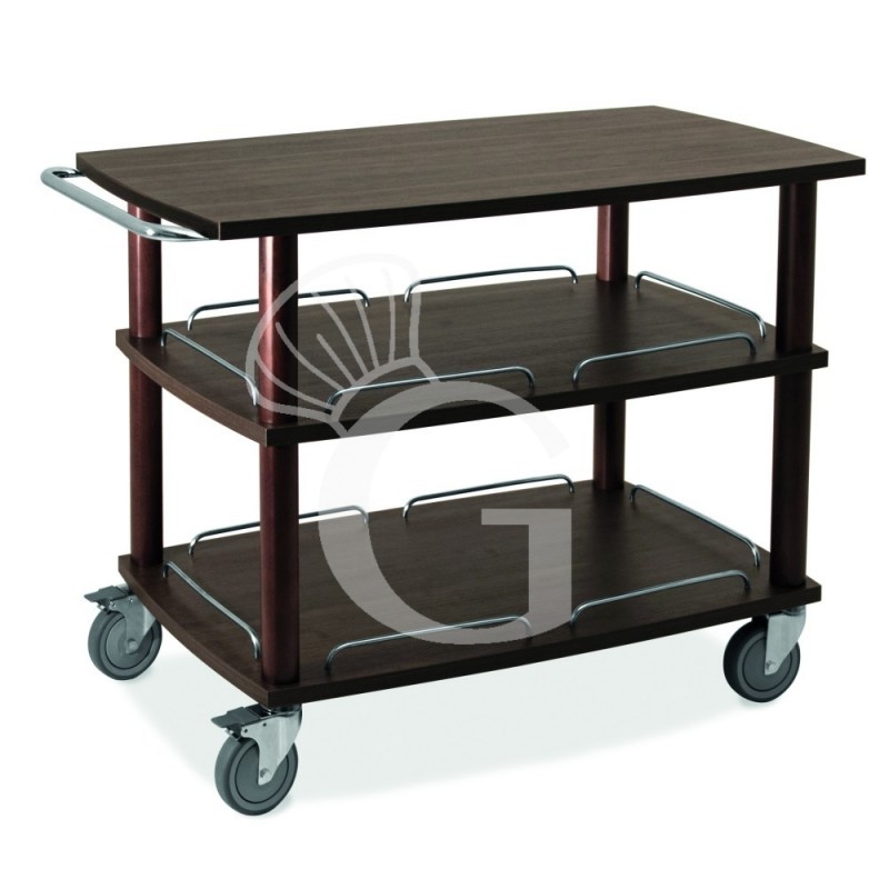 Carrello di servizio in legno massello con 3 piani - L 1100 mm x P 560 mm x H 870 mm Carrello di servizio in legno massello con 3 piani - L 1100 mm x P 560 mm x H 870 mm