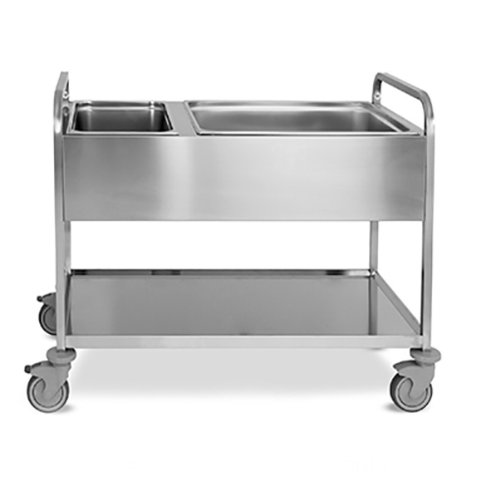 Carrello di servizio da sbarazzo porta bacinelle 2x1/2GN+1x2/1GN in acciaio inox L 1170 mm x P 630 mm x H 940 mm