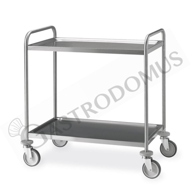 Carrello di servizio in acciaio inox con 2 piani L 890 mm x P 590 mm x H 950 mm Carrello di servizio in acciaio inox con 2 piani L 890 mm x P 590 mm x H 950 mm