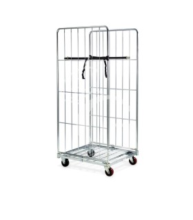 Carrello "roll container" con base+2 sponde, 2 cinghie - L 720 mm x P 810 mm x H 1800 mm