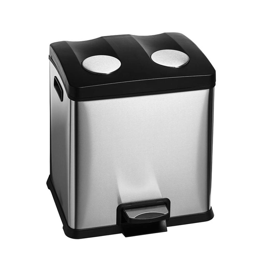 EKO Pattumiera da cucina in acciaio inox per rifiuti alimentari con secchio interno rimovibile e scomparto per deodorante, 7 l, da parete, con coperchio basculante (acciaio e nero