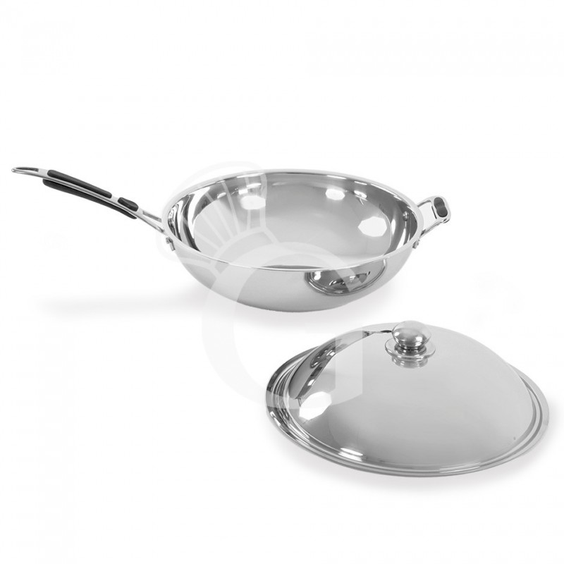 Wok a induzione 1 zona di cottura completa padella wok L 340 mm x P 435 mm x H 120mm 3,5 KW