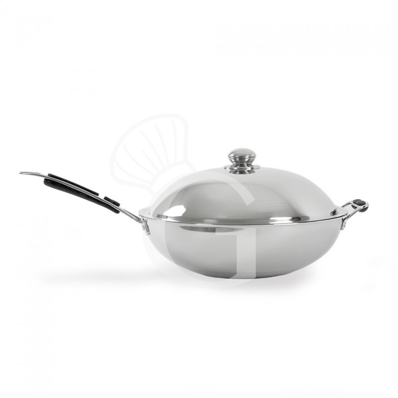Wok a induzione 1 zona di cottura completa padella wok L 340 mm x P 435 mm x H 120mm 3,5 KW