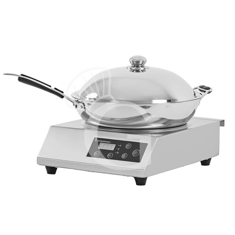 Wok a induzione 1 zona di cottura completa padella wok L 340 mm x P 435 mm x H 120mm 3,5 KW