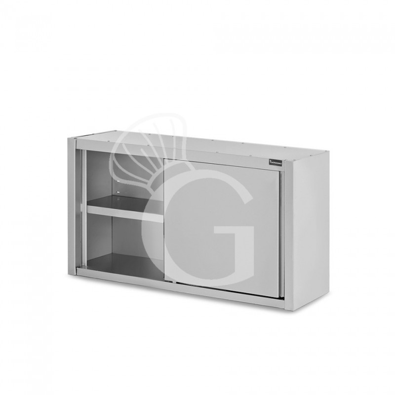 Pensile acciaio inox con porte scorrevoli, 1 ripiano, L 1300 x P 400 x H 800 mm