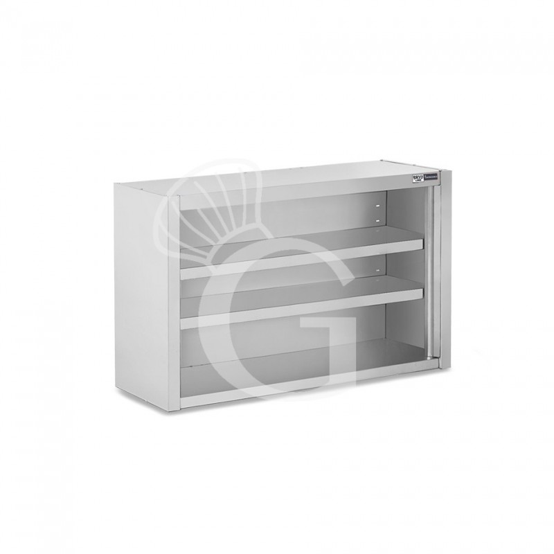 Pensile inox a giorno con 2 ripiani, L 900 mm x P 400 mm x H 800 mm