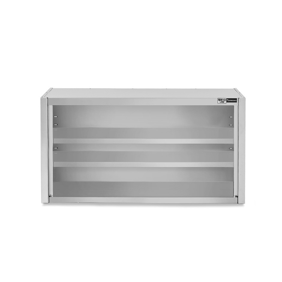 Pensile inox a giorno con 2 ripiani, L 1000 mm x P 400 mm x H 800 mm