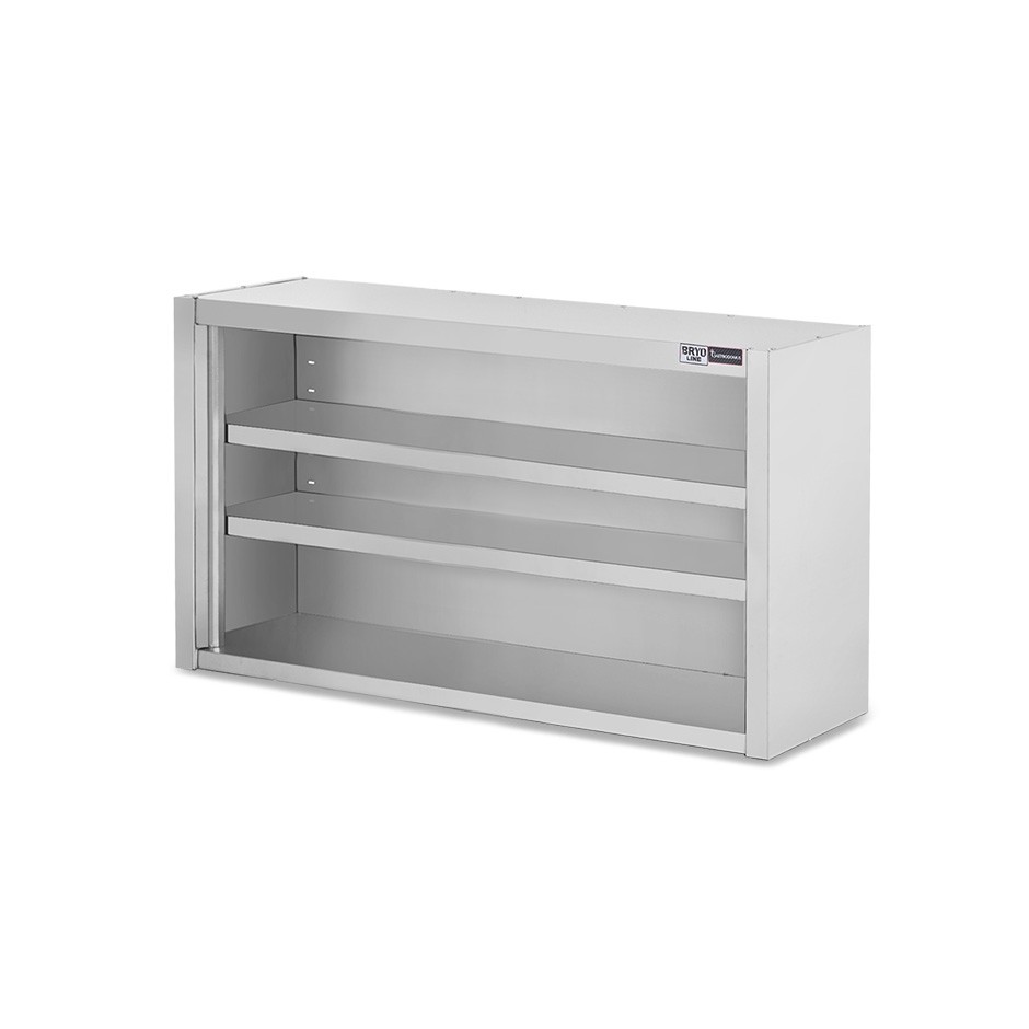 Pensile inox a giorno con 1 ripiano, L 1100 mm x P 400 mm x H 800 mm
