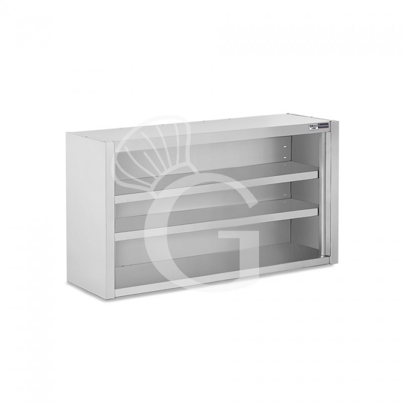 Pensile inox a giorno con 2 ripiani, L 1100 mm x P 400 mm x H 800 mm