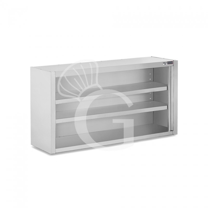Pensile inox a giorno con 2 ripiani, L 1200 mm x P 400 mm x H 800 mm