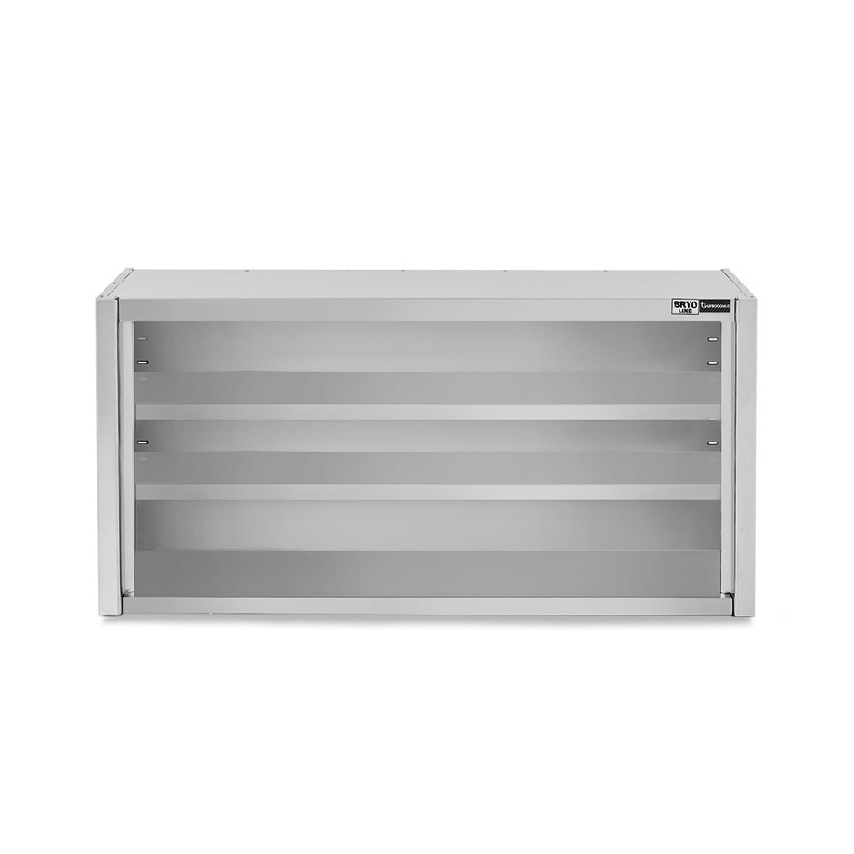 Pensile inox a giorno con 2 ripiani, L 1300 mm x P 400 mm x H 800 mm