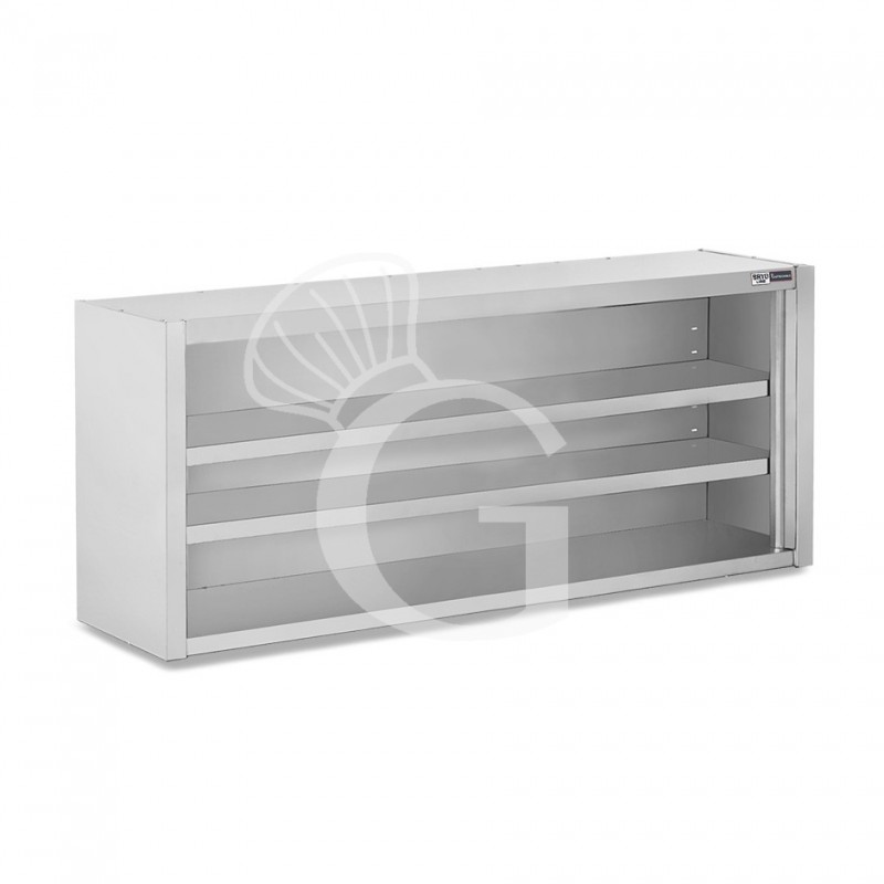 Pensile inox a giorno con 2 ripiani, L 1500 mm x P 400 mm x H 800 mm