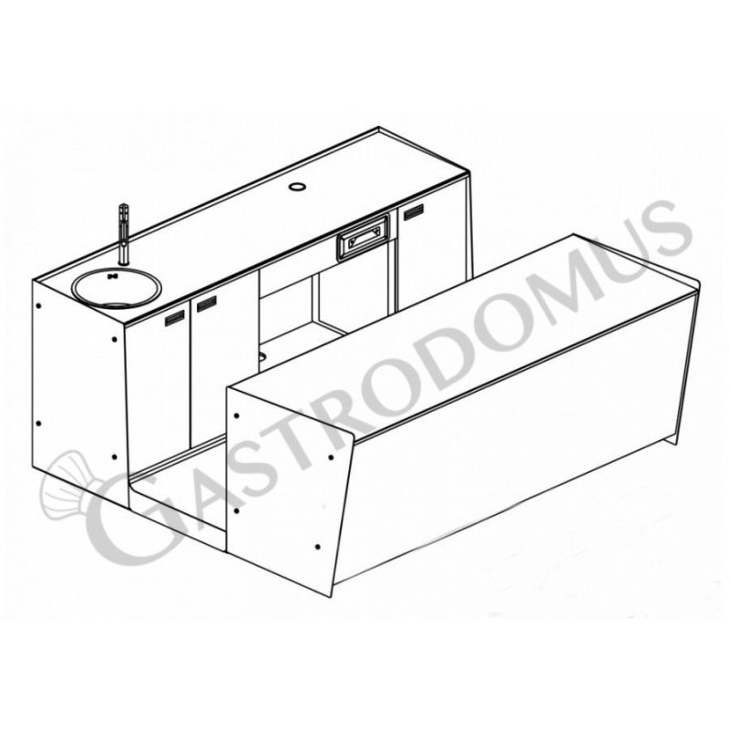 Banco bar + Retrobanco Lunghezza 2,5metri