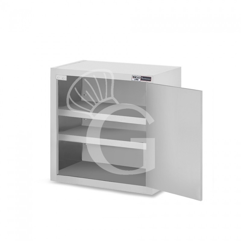 Pensile inox con 1 porta battente, 2 ripiani, L 500 x P 400 x H 800 mm