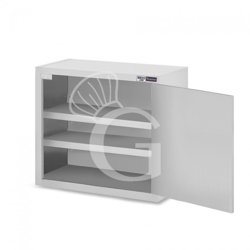 Pensile inox con 1 porta battente, 2 ripiani, L 600 x P 400 x H 800 mm