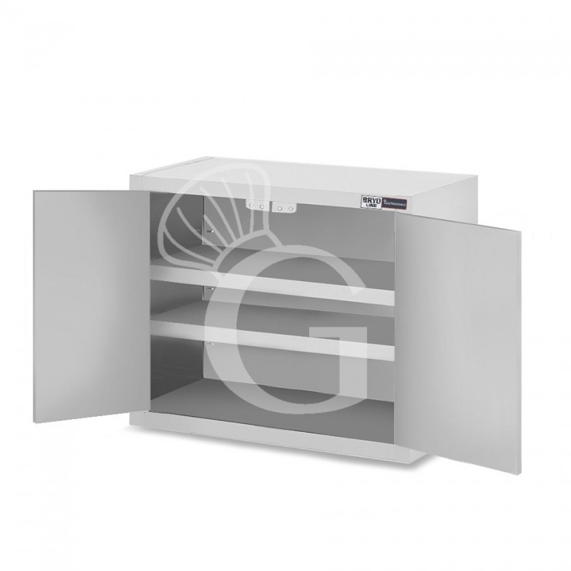Pensile inox con 2 porte battenti, 2 ripiani, L 1000 x P 400 x H 800 mm
