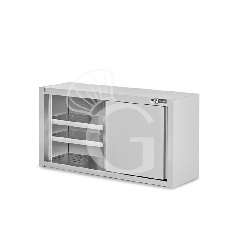 Pensile acciaio inox con sgocciolatoio,2 ripiani forati, porte scorrevoli L 1000 x P 400 x H 800 mm