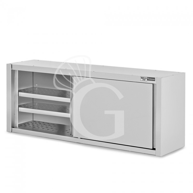 Pensile acciaio inox con sgocciolatoio,2 ripiani forati,porte scorrevoli L 1600 x P 400 x H 800 mm