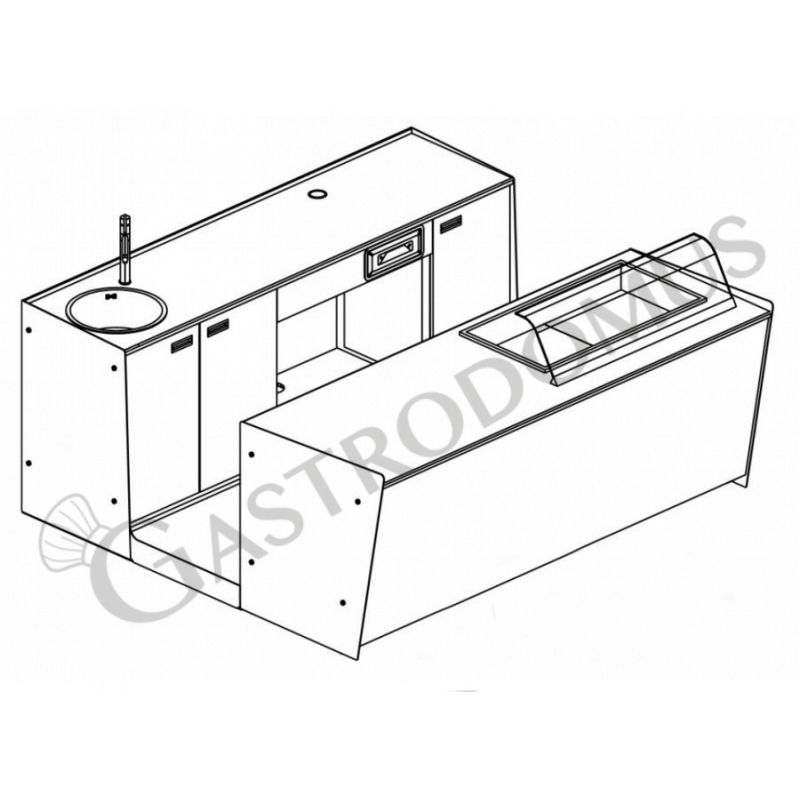 Banco bar + Retrobanco Lunghezza 2,5metri Drop-in Vetro Curvo