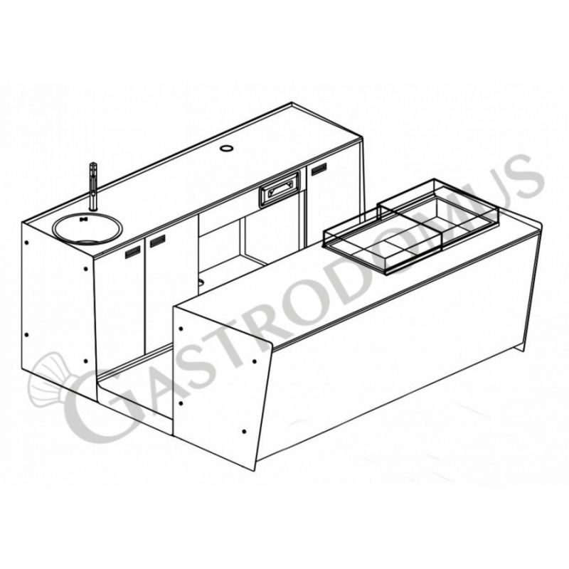 Banco bar + Retrobanco Lunghezza 2,5metri Drop-in Plexiglass