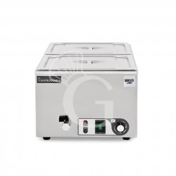 Tavola calda da banco con 2 bacinelle GN1/2 H 150 mm e coperchi inclusi