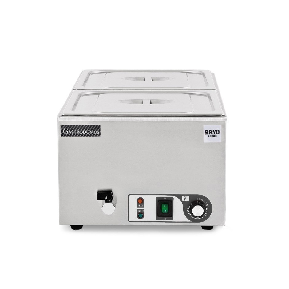 Tavola calda da banco con 2 bacinelle GN1/2 H 150 mm e coperchi inclusi
