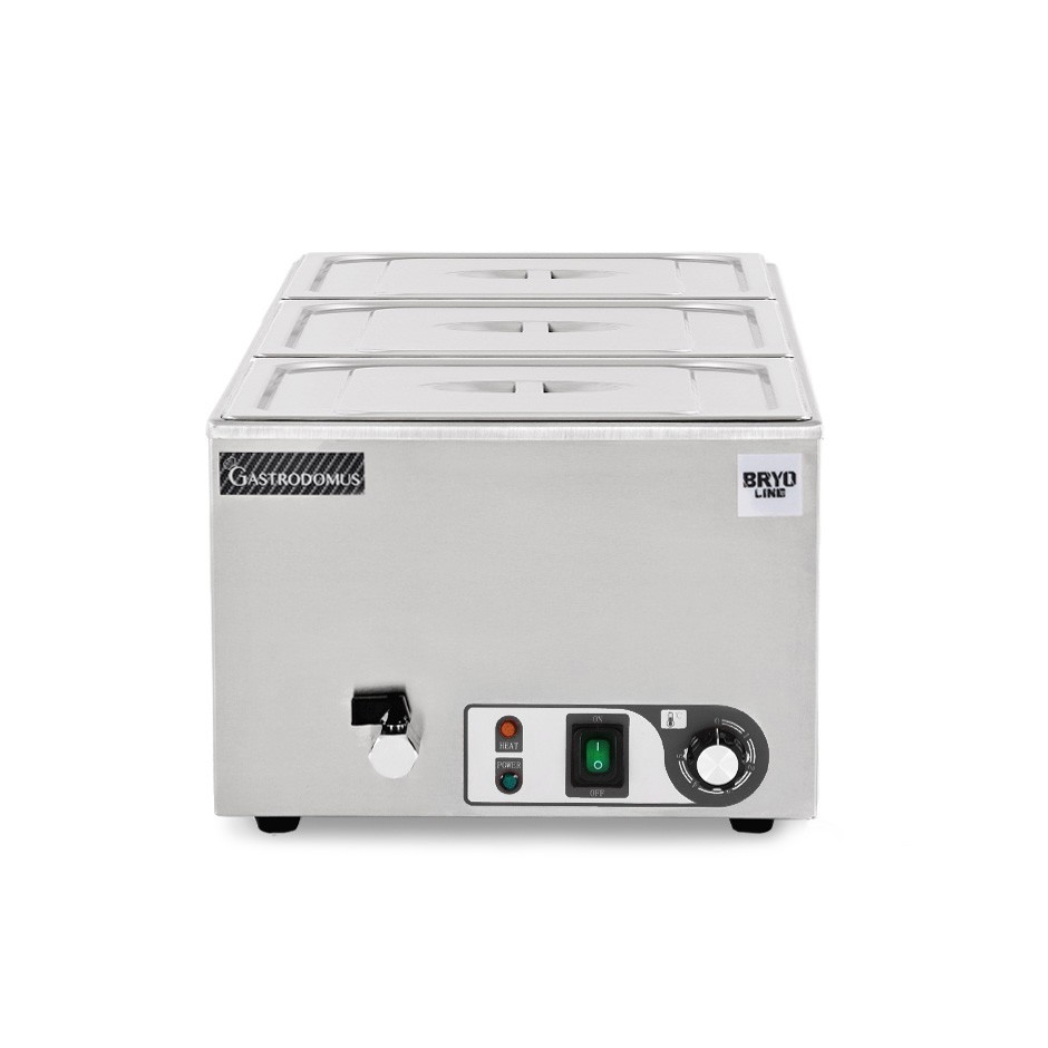 Tavola calda da banco con 3 bacinelle GN1/3 H 150 mm e coperchi inclusi