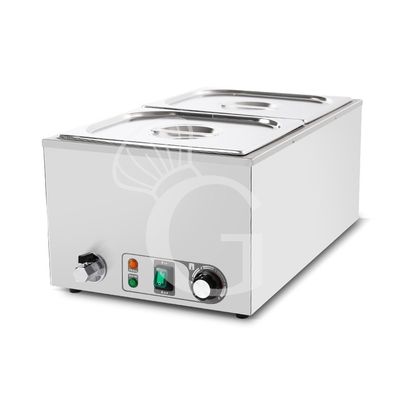 Tavola calda da banco con 2 bacinelle GN1/2 H 150 mm e coperchi inclusi