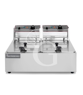 Friggitrice elettrica da banco 2 vasche capacità 6+6 LT potenza 2,5+2,5 KW Monofase