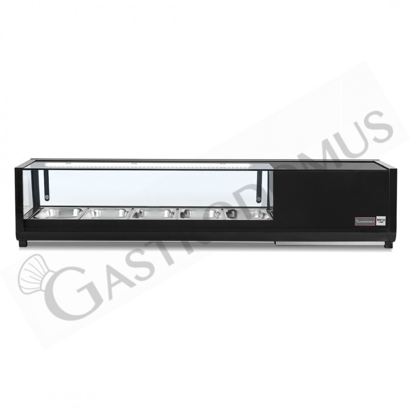 Vetrina sushi 5 bacinelle GN1/3 190 W L 1352 mm x P 425 mm x H 295 mm Vetrina sushi 5 bacinelle GN1/3 190 W L 1352 mm x P 425 mm x H 295 mm