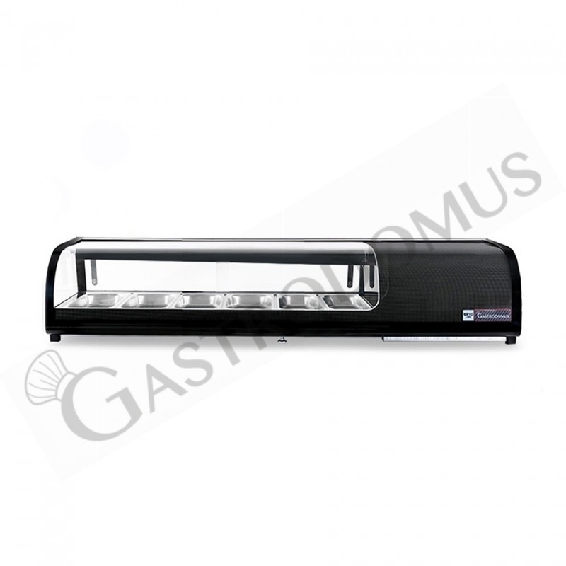 Vetrina sushi 6 bacinelle GN1/3 190 W L 1529 mm x P 420 mm x H 265 mm Vetrina sushi 6 bacinelle GN1/3 190 W L 1529 mm x P 420 mm x H 265 mm